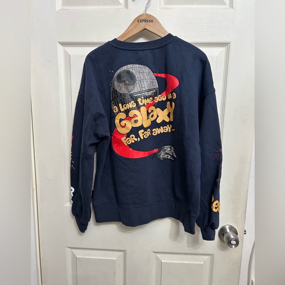 Star Wars Navy Sweatshirt with Chewbacca and Millennium Falcon Design - Picture 5 of 6